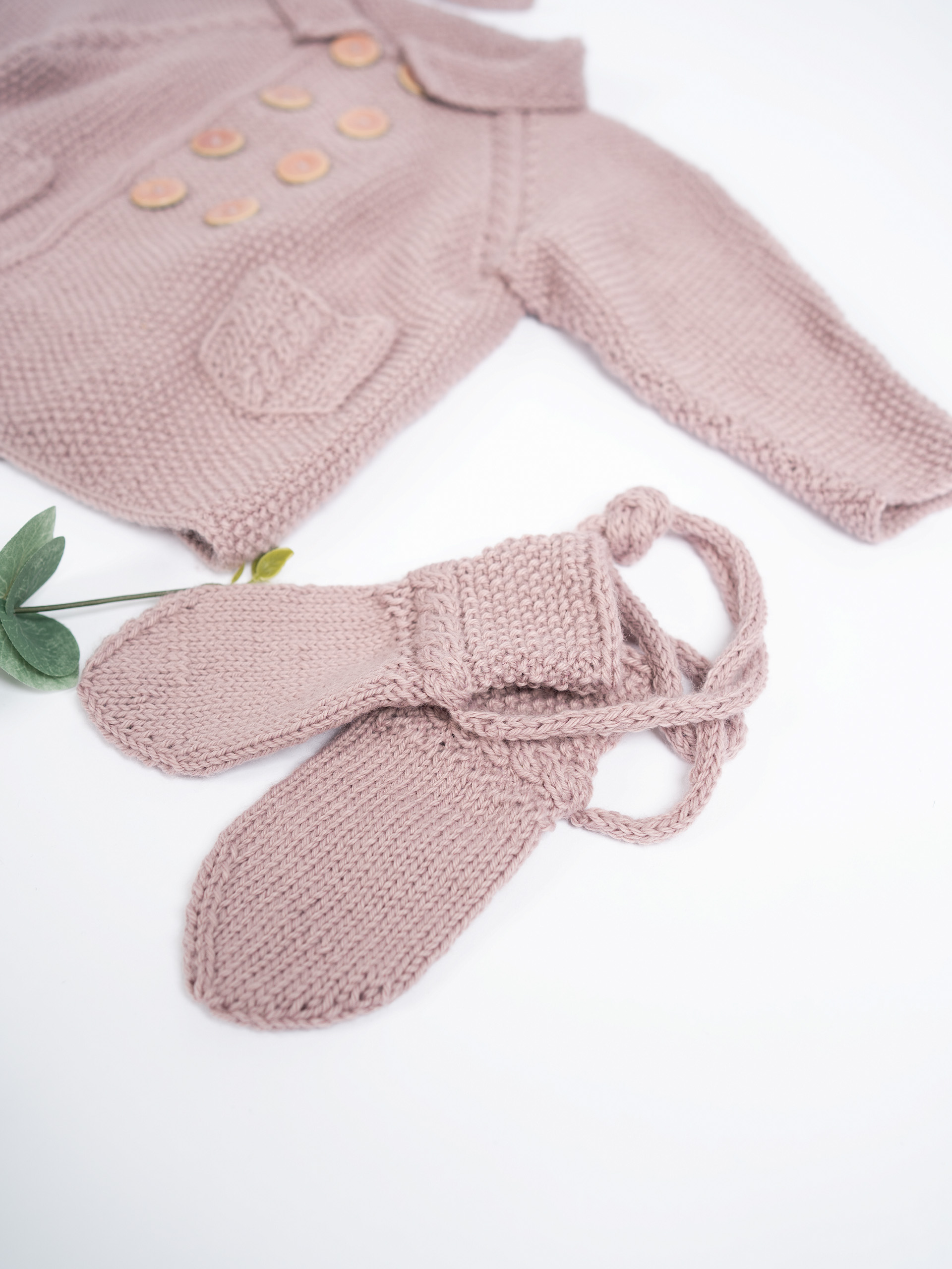 Baby Micro Handschuhe mit Zopf-Randblenden